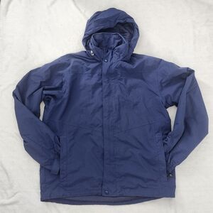 Vintage L.L.BEAN Mens Navy‎ Blue Windbreaker Jacket Packable Hood Large Tall